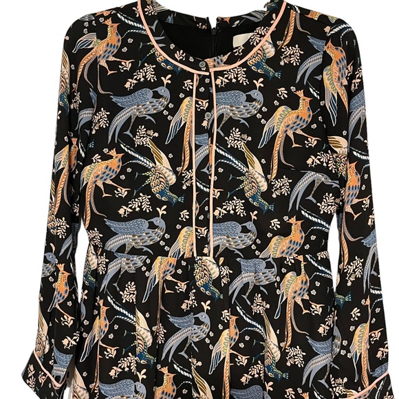 Loft PEACOCK SNOWBIRDS SHIRT DRESS Sz 4P 4 Petite EUC - Picture 8 of 13